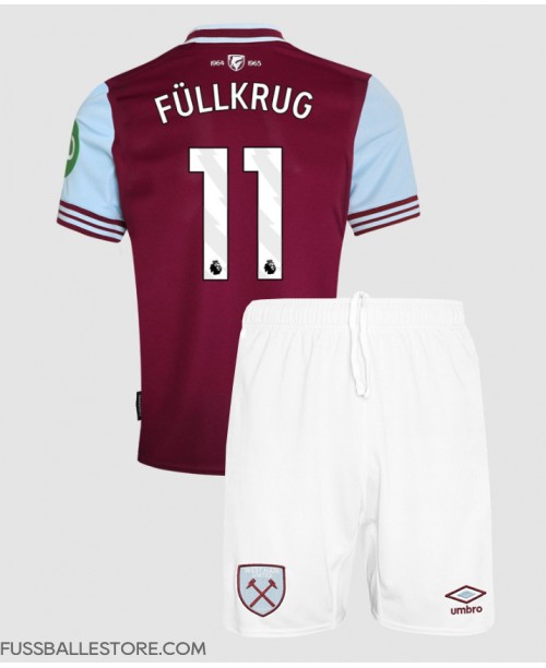Günstige West Ham United Niclas Fullkrug #11 Heimtrikotsatz Kinder 2024-25 Kurzarm (+ Kurze Hosen)
